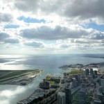 Vue de la CN Tower sur Toronto et le lac
